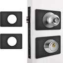 Door Knob/Deadbolt Reinforcement Plate Matte Black, Door Handle Fixing Cover Filler Repair Backplate, Door Lock Hole Backing Reinforcer Kit 2PCS