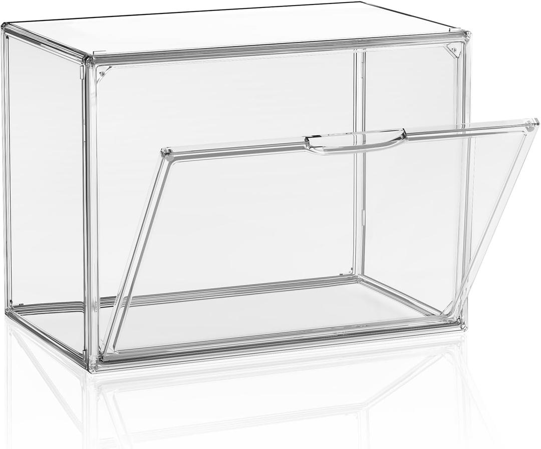 Purse Organizer for Closet, Handbag Storage Organizer Stackable Display Box with Magnetic Door, Acrylic Display Case for Collectibles, Closet Storage Bins for Figures, Wallet, Dolls