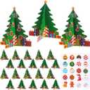 Motipuns 12 Sets DIY Christmas Tree Paper Craft Kits with Stickers Collapsible Paper Tabletop 3D Christmas Tree Ornament Kit for Home Xmas Holiday Fun Activities