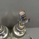 Bedside Table Lamp Set of 2 with Nightlight and USB A+C Ports, 27'' High Vintage Table Lamps with Silver Leaf Finish and Embroidered Shade, Nightstand Lamps Decor for Bedroom Living Room Home Office