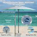 Handy Beach Umbrella with 10 Second Easy Setup Hammer In Anchor - 7ft Large Portable Heavy Duty High Wind Stability Beach Umbrellas For Sand-ASTM F3681 Safety Tested-Silver Coated UPF 55 Sun Protection, Teal 