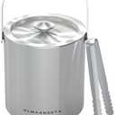 Olmaanseta Small Ice Bucket with Lid and Tongs,1.3L Portable Mini Double Walled Ice Cube Bucket for Cocktail Bar Stainless Steel Cute Insulated Ice Buckets for Parties