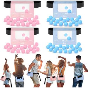 4 Sets Blue Pink Gneder Reveal Baby Shower Swing Shaking Balls Activity Set for Adult Novelty Twerk Includes 40 Balls, Ribbon & Cardboard Boxes Bridal Shower for Outdoors Indoors