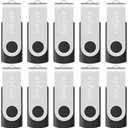Enfain 16GB USB 2.0 Flash Drive 10 Pack | 160GB Total Swivel Thumb Drives with Labels for Office, School & Bulk Data Storage (Black)