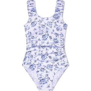 Girls Swimsuits One Piece Ruched Sleeveless Swimwear Back Cut Out Girls Bathing Suit for 13-14Years