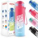 MILTON Water Bottle with Straw 32 oz, Leakproof Flip Top Lid, Wide Mouth for Easy Cleaning, BPA Free Plastic