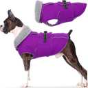 Lelepet Warm Dog Winter Coats for Small Dogs Waterproof Dog Jacket Reflective Pet Fleece Vest Windproof Cold Weather Coats with Adjustable Buckle & Leash Hole, Purple, Small