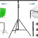 T-Shape Stand for Backdrop 7.2 x 6.8ft Multifunction Background Support Stand Kit Adjustable T Shape Background Holder with 3 Spring Clamps for Party, Photography, Video, Studio