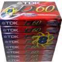 TDK Audio Cassette Tape - 60 Minute (8 Pack, Red)