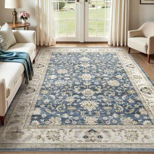 WITSHOCK 5x7 Area Rugs for Living Room: Machine Washable - Non Slip Modern Abstract Rug for Bedroom Dining Room - Stain Resistant for Household - Pet Owners (Blue)