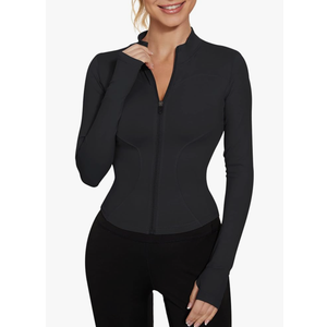 LUYAA Women's Workout Jacket Lightweight Zip Up Yoga Jacket Cropped Athletic Slim Fit Tops s