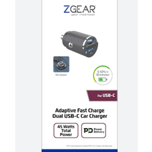 Zgear 45 Watt Dual USB-C Car Charger