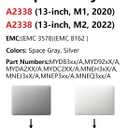 Replacement Screen 13.3" for MacBook Pro 13-inch A2338 Retina 2020 M1 / 2022 M2 (Model: EMC 3578, EMC 8162,MYD83, MYD92, MYDA2, MYDC2, MNEQ3, MNEP3, MNEJ3) Full LCD Display Assembly (A2338-Gray)