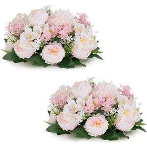 Flower Balls for Centerpieces Wedding Peony - 2 Pcs Artificial Centerpiece Flower, Small Rose Balls, Fake Flower Ball Arrangement Bouquet for Party, Anniversary, Home, Pink & Purple