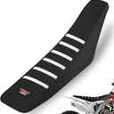 White Stripe Universial Seat Cover for Dirt Bike - Motorcycle Motorcross Enduro Seat Covers (Black)