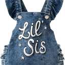 Baby Girls Summer Denim Romper Clothes Dress Newborn Onesie Sunsuit 3 6 9 12 18 Months One-Piece Jumpsuits Outfits (Blue-lil Sis)
