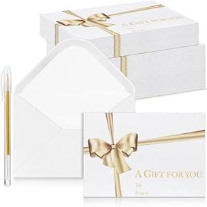Glenmal 50 Pcs Christmas Mini Card Envelopes with Golden Bow Card Holder Business Envelopes with Gold Ink Pen for Christmas Festival Party Supplies, 2.7 x 3.9''(White)