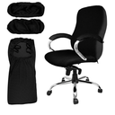Tatuo 3 Pcs Computer Office Chair Cover Universal Rotating Chair Slipcovers Protector Removable Washable Office Armrest Covers with Zipper for High Back Seat Backrest(L,Waffle,Black)