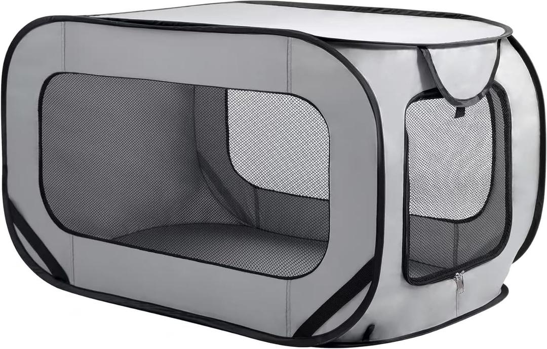 BOYUZHE Foldable Dog Kennel for Large Dogs 36-inch, Portable Waterproof Dog Crate, Pop-Up Indoor/Outdoor Pet Cage & Car Seat Travel Bed (Grey)