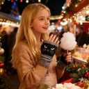 2 x 2Pairs Cat Embroidery Splicing Knitted Gloves Warm Gloves Fashion Leaky Finger Casual Women's Glove