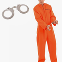 fun shack Men's Prisoner Costume, Orange Jail Inmate Jumpsuit, Adult Prison Outfit for Halloween or Costume Parties, Size M
