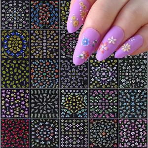 2 x 24 Sheets Flower Nail Art Stickers Colorful Flowers Nail Decals Spring Nails Designs Cute Daisy Nail Stickers 3D Self Adhesive Nails Art Supplies Floral Sticker for Acrylic Nails DIY Manicure Decor (Style 1)