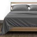 THREAD SPREAD 100% Egyptian Cotton Sheets California King Size - 1000 High Thread Count, Luxury 5-Star Hotel 4 PC Sateen Dark Grey Cali King Sheets, Extra Long Staple 16" Deep Pocket Bed Sheet Sets