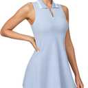 Golf Dresses for Women with Pockets Tennis Dress with Built in Shorts and Bra Athletic Dress Workout Dress Aquatic Blue (Blue)
