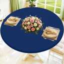 Moosfor Round Spandex Tablecloth, Elastic Fitted Waterproof Tablecloths for 25"-30" Tables, Stretch Washable Picnic Table Cover for Camping, Dining, Indoor and Outdoor, Navy