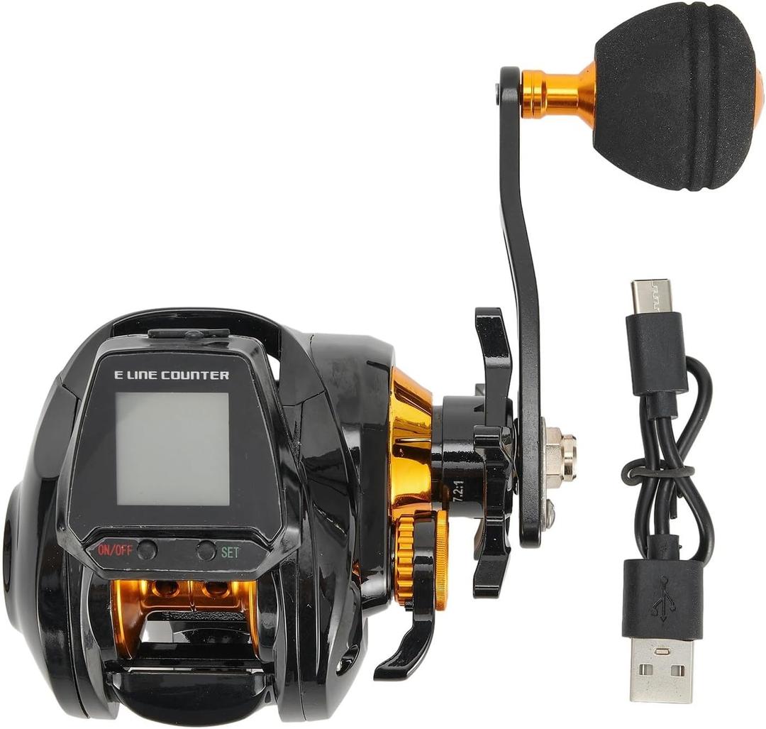 Digital Fishing Baitcasting Reel - 6.3:1 Gear Ratio, Aluminum Alloy Large Display Fishing Reel with Accurate Line Counter, Brake, 10kg Braking for FORCE