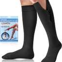CASMON Zipper Compression Socks for Women & Men, 20-30 mmHg Closed Toe Knee High Support Sock, Medical Zip up Socks for Edema, Varicose Veins, Post-surgery, Swelling, Nurses, Pregnancy (1 Pair)