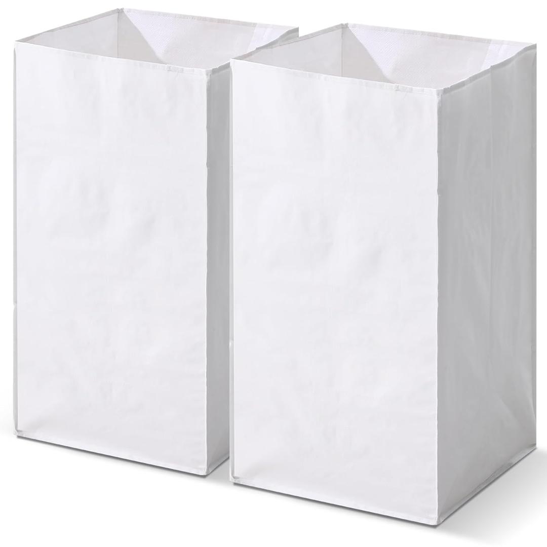 2 Pack 40 Gallon Disposable Trash Cans Reusable Garbage and Recycling Bins Trash Can Bin for Parties Events Wedding Birthday Activities, 31 Height x 16 Width x 16 Depth(White)