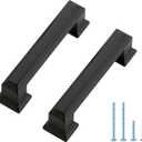 Ravinte Hardware 5 Pack Matte Black Cabinet Pulls, 3 Inch (76mm) Hole Center Zinc Alloy Drawer Handles for Kitchen Cabinets, Cupboards, Dressers, Square Solid Metal Hardware