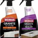 Weiman Complete Countertop Clean & Protect Kit - For Granite, Marble, Quartz & Stone - Granite & Stone Cleaner and Polish - 24 oz, Granite & Stone Sealer -24 oz