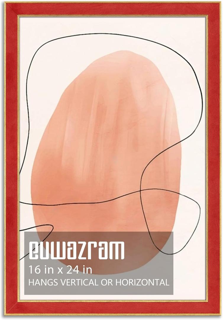 Suede 16x24 Frame - Single Frame, Christmas Elegant Red 16 x 24 Poster Frame, 16x24 Picture Frame for Artwork, Puzzles, Photos, and Movie Posters