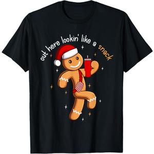 Out Here Looking Like A Snack Funny Boujee Xmas Gingerbread T-Shirt, 5XLT