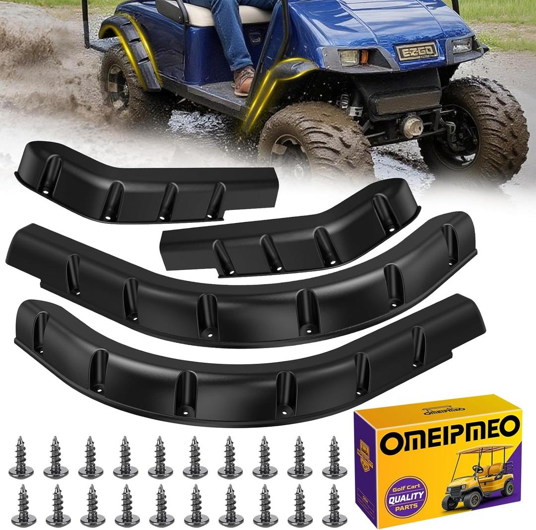 EZGO TXT Fender Flares, Golf Cart Front and Rear Fender Flares for EZGO TXT 1994-2013 Gas/Electric Golf Carts, Premium ABS Impact-Resistant Golf Cart Standard Fender Flare with Self Tapping Screws
