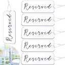 Blulu 6 Pieces Reserved Signs for Wedding Chairs Acrylic Tag Hanging Reserved Signs with Ribbon for Wedding Important Events Church Pews Chair and Restaurant(Black Lettering)