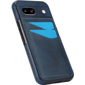 Case for Google Pixel 8A Cover Slim Sleek TPU & Hard PC Leather Case for Google Pixel 8A Cover Wallet Card Holder Scratchproof Anti-Drop Women Man Cover Compatible with Google Pixel 8A (Blue)