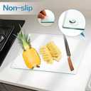 4 Pack Tempered Glass Cutting Board with Anti-Slip Pads, 2 Sizes Rectangle Clear Glass Tray Heat-Resistant Chopping Board for Kitchen Countertop, House Warming Gifts, Non-friable