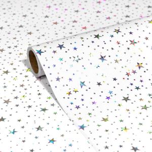 JPK White Holographic Star Wallpaper, 23.6" x 196"