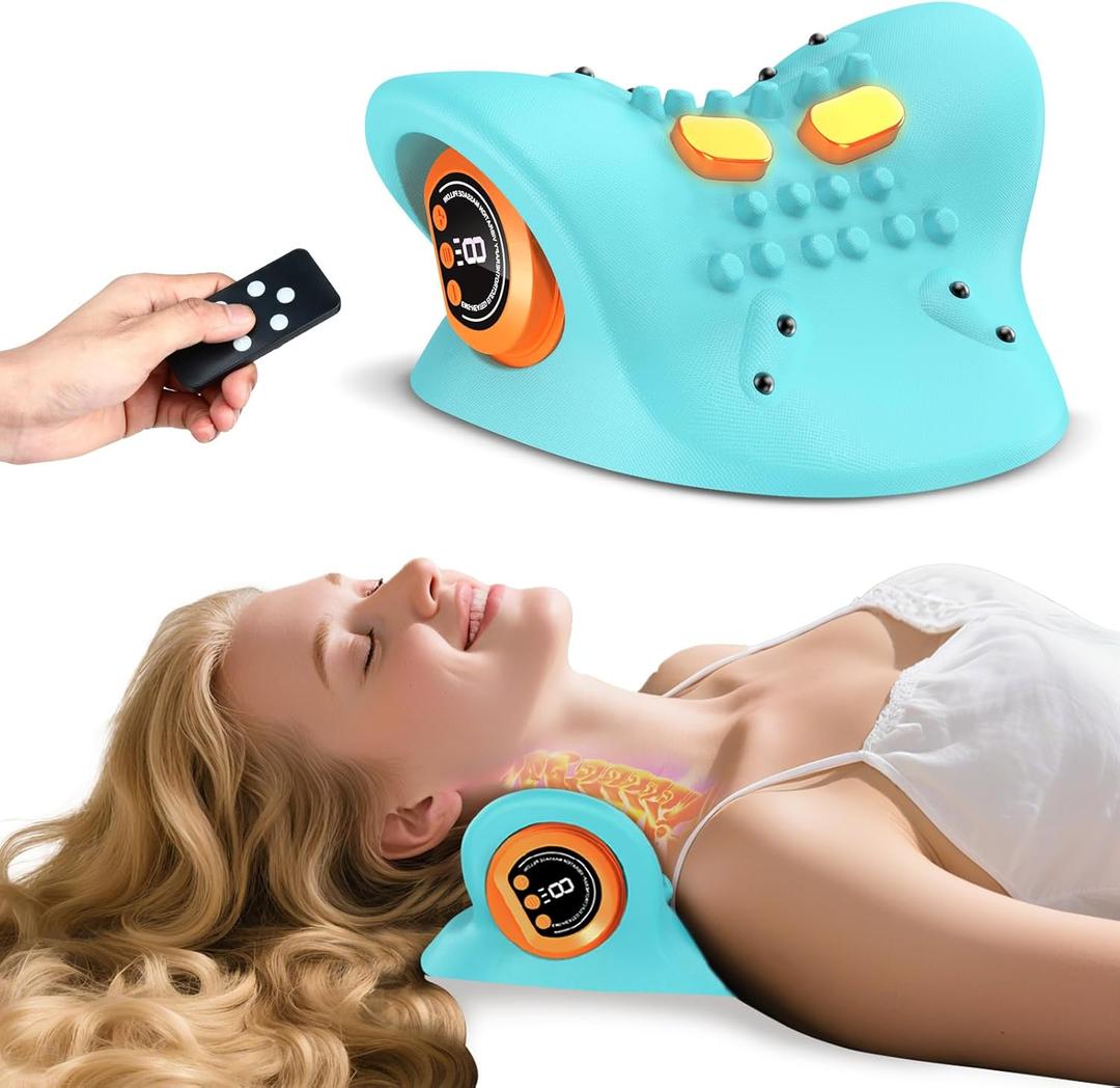 INLOMEM 2025 Upgraded Neck Massager Pillow  3-in-1 Heat/Vibration/Wave Modes with Remote, Fast USB-C Recharge for Car Office Home