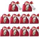 HOSDZOU 10 Pack Leather Wedding Candy Gift Bags with Handle Reusable Party Favor Boxes for Weddings, Baby Showers, Birthday, Weddings, Christmas, Halloween  (Large)