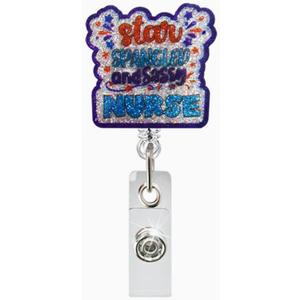Nurse Badge Reel Retractable with Alligator Clip Glitter Acrylic Badge Holder Cute ID Badge Holder Clip Nurse Office Supplies for Medical Worker Employee Doctor