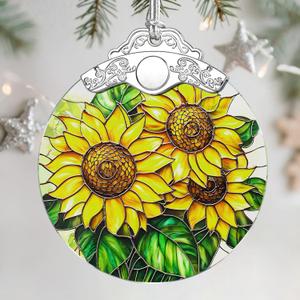 Stained Glass Ornament, Christmas Ornament, Hanging Ornaments for Home Decor & Christmas Tree Ornaments Exquisite Holiday Decor, Xmas Gifts & Holiday Present - Sunflower