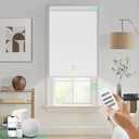 HeyBlinds Blackout Motorized Smart Blinds with Remote, Automatic Electric Shades for Windows (Moon Bay- White BO, 22" W x 72" H)