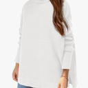 Girls Sweaters Turtleneck Sleeve Knit Chunky Pullover Jumper, M, White