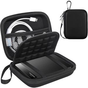 Lacdo Hard Drive Carrying Case for UnionSine Ultra Slim Portable External Hard Drive 250GB 320GB 500GB 750GB 1TB 2TB 4TB 5TB USB 3.0 HDD 2.5 Inch EVA Shockproof Travel Bag, Water Resistant, Black