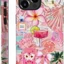 DAIZAG Case Compatible with iPhone 15 Pro Max,Fit Shockproof Cover for Women Girls,European Collage Lily Flower Seashell Pink