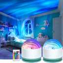 Northern Lights Projector, Rechargeable 16 Color Aurora Night Light Projector Ambient Lighting with Dimmable & Remote Control for Bedroom Kids Teen Girl Gift Room Decor - 2P